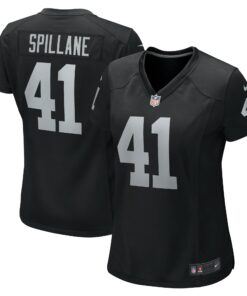 Women's Las Vegas Raiders Robert Spillane Black Game Player Jersey JS2502 nicesnker