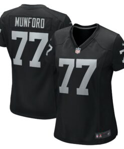 Women's Las Vegas Raiders Thayer Munford Jr. Black Team Game Jersey JS2803 nicesnker