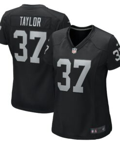 Women's Las Vegas Raiders Trey Taylor Black Game Jersey JS1574 nicesnker