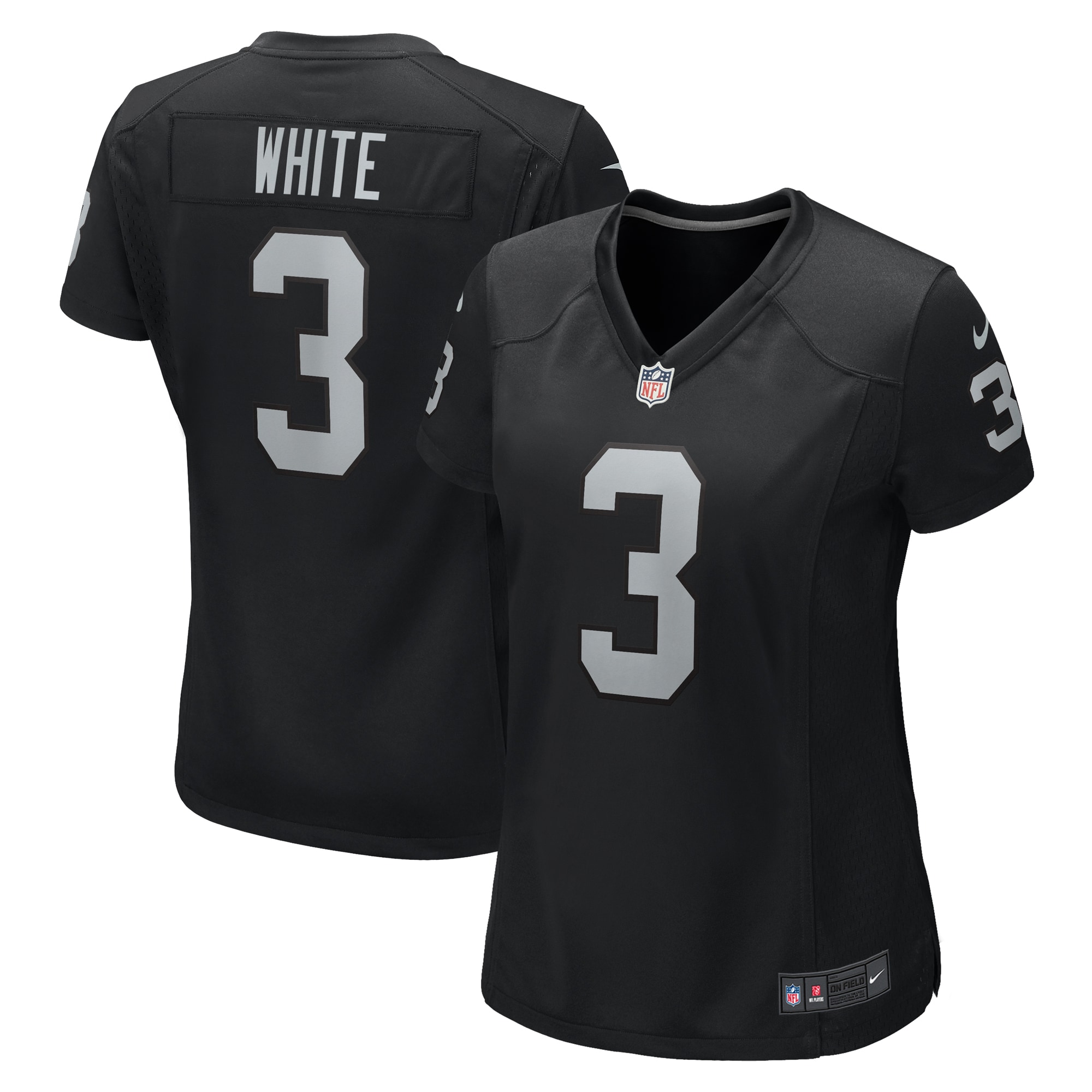 Women's Las Vegas Raiders Zamir White Black Game Jersey JS6386 nicesnker