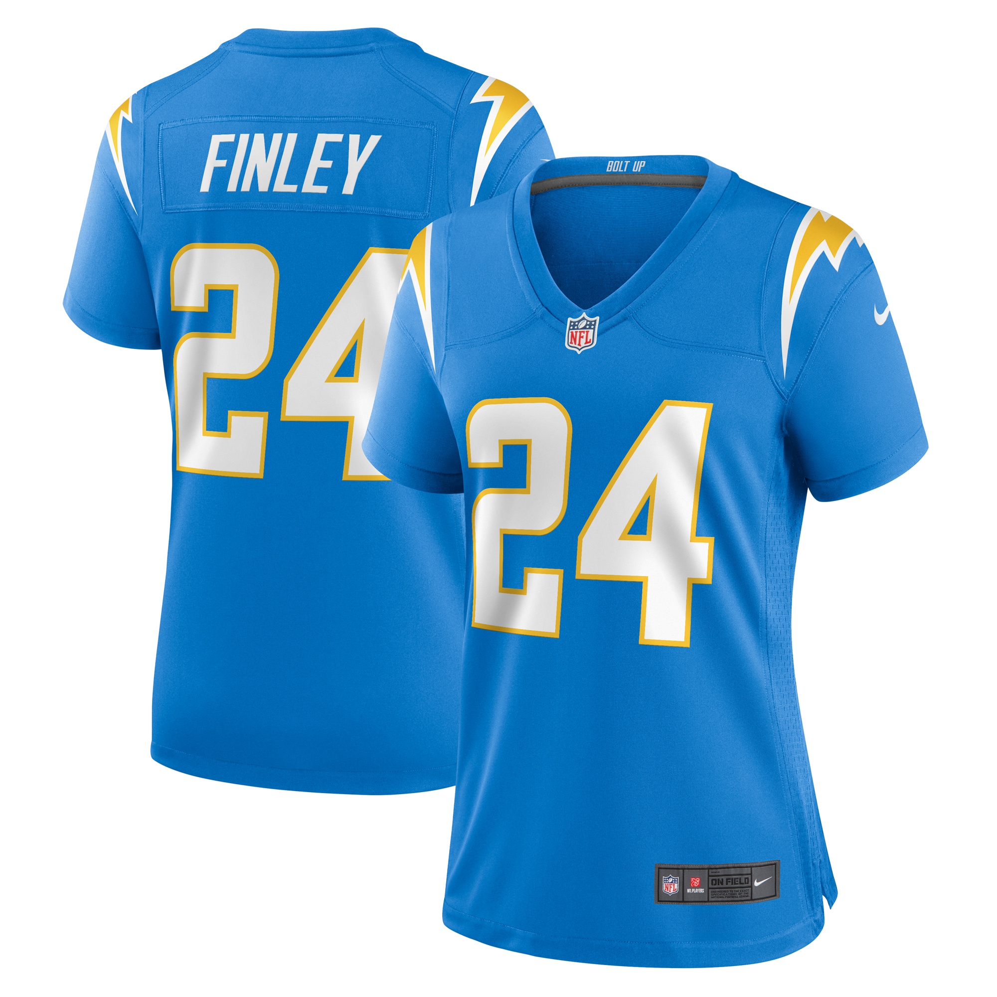 Women's Los Angeles Chargers AJ Finley Powder Blue Team Game Jersey JS1752 nicesnker