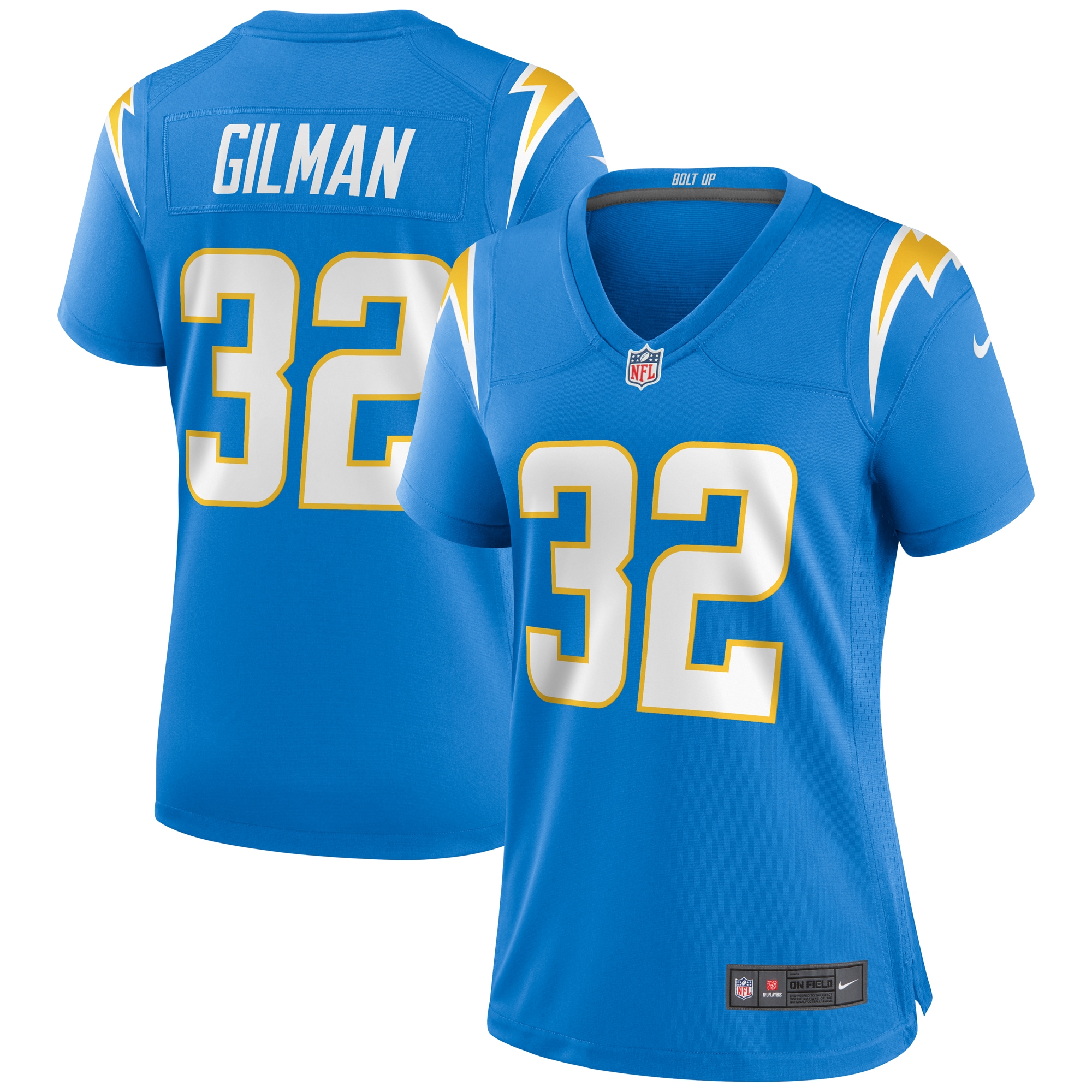 Women's Los Angeles Chargers Alohi Gilman Powder Blue Game Jersey JS2483 nicesnker