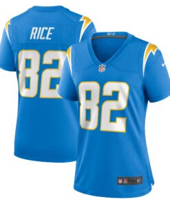 Women's Los Angeles Chargers Brenden Rice Powder Blue Game Jersey JS8105 nicesnker