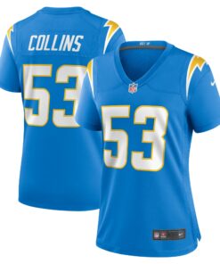 Women's Los Angeles Chargers Chris Collins Powder Blue Team Game Jersey JS4525 nicesnker