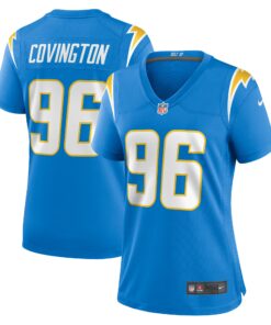 Women's Los Angeles Chargers Christian Covington Powder Blue Team Game Jersey JS5107 nicesnker