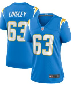 Women's Los Angeles Chargers Corey Linsley Powder Blue Game Player Jersey JS8154 nicesnker