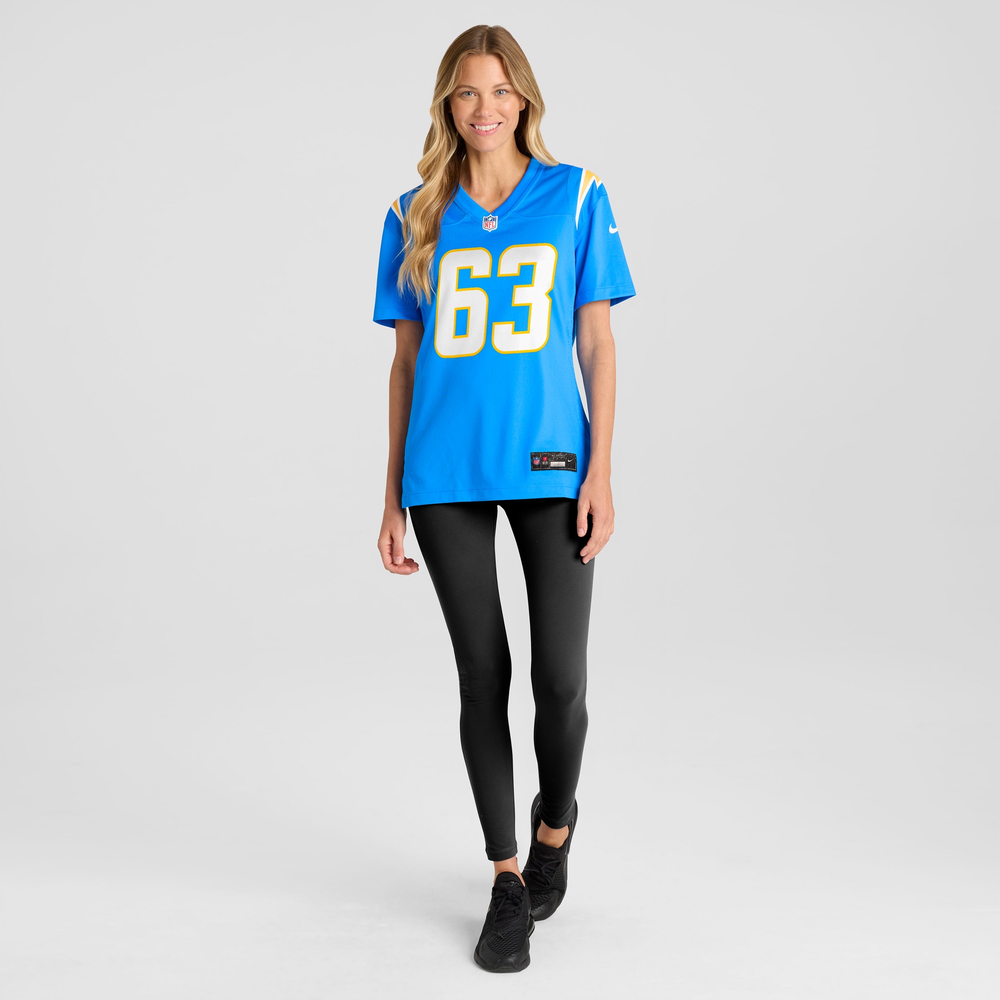 Women's Los Angeles Chargers Corey Linsley Powder Blue Game Player Jersey JS8154 nicesnker - Image 4