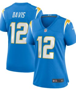 Women's Los Angeles Chargers Derius Davis Powder Blue Team Game Jersey JS8795 nicesnker