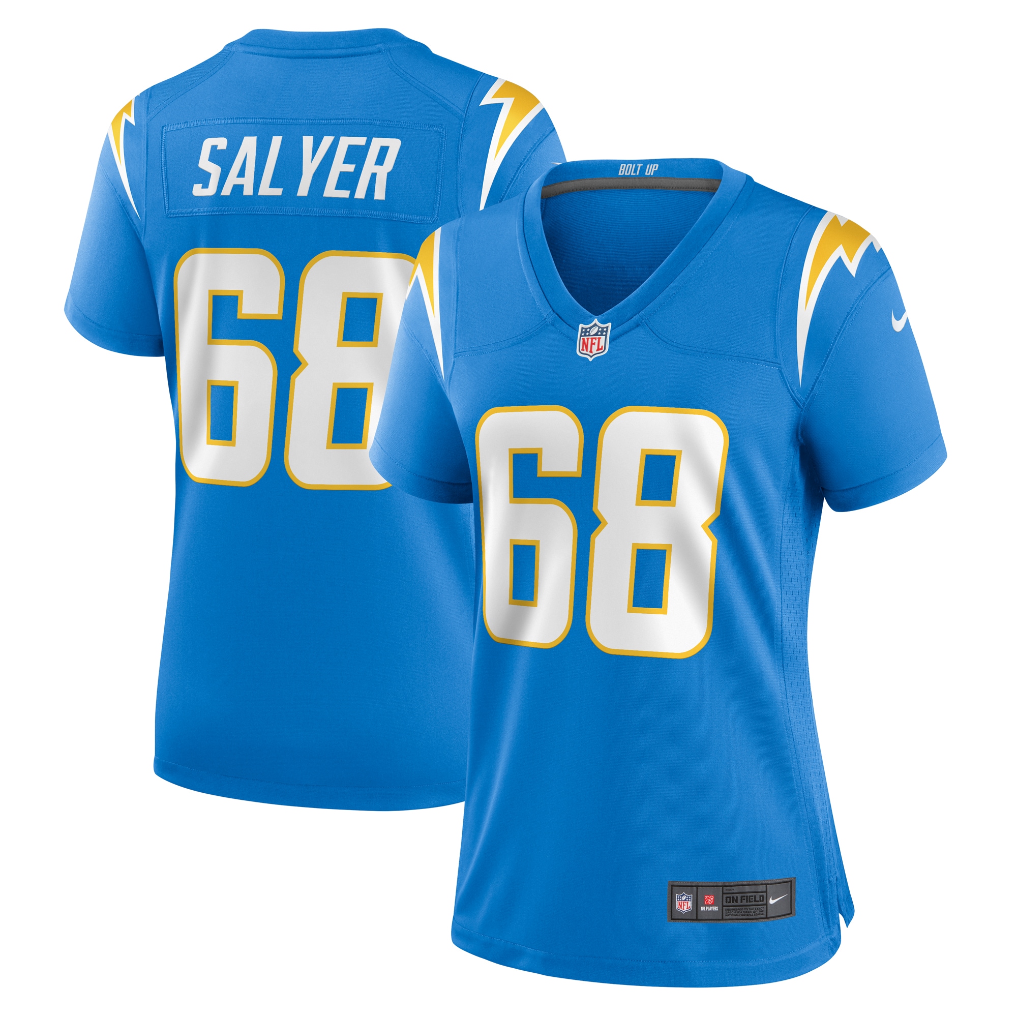 Women's Los Angeles Chargers Jamaree Salyer Powder Blue Game Player Jersey JS8143 nicesnker
