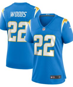 Women's Los Angeles Chargers JT Woods Powder Blue Game Player Jersey JS6865 nicesnker