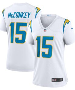 Women's Los Angeles Chargers Ladd McConkey White Game Jersey JS7855 nicesnker