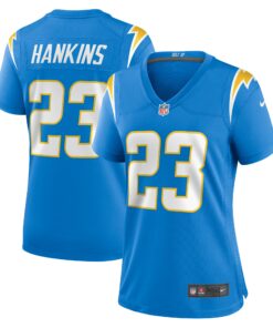 Women's Los Angeles Chargers Matt Hankins Powder Blue Team Game Jersey JS4737 nicesnker