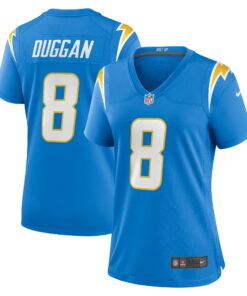 Women's Los Angeles Chargers Max Duggan Powder Blue Team Game Jersey JS6209 nicesnker