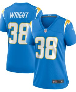 Women's Los Angeles Chargers Milton Wright Powder Blue Game Jersey JS1493 nicesnker