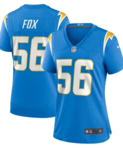 Women's Los Angeles Chargers Morgan Fox Powder Blue Player Game Jersey JS9469 nicesnker