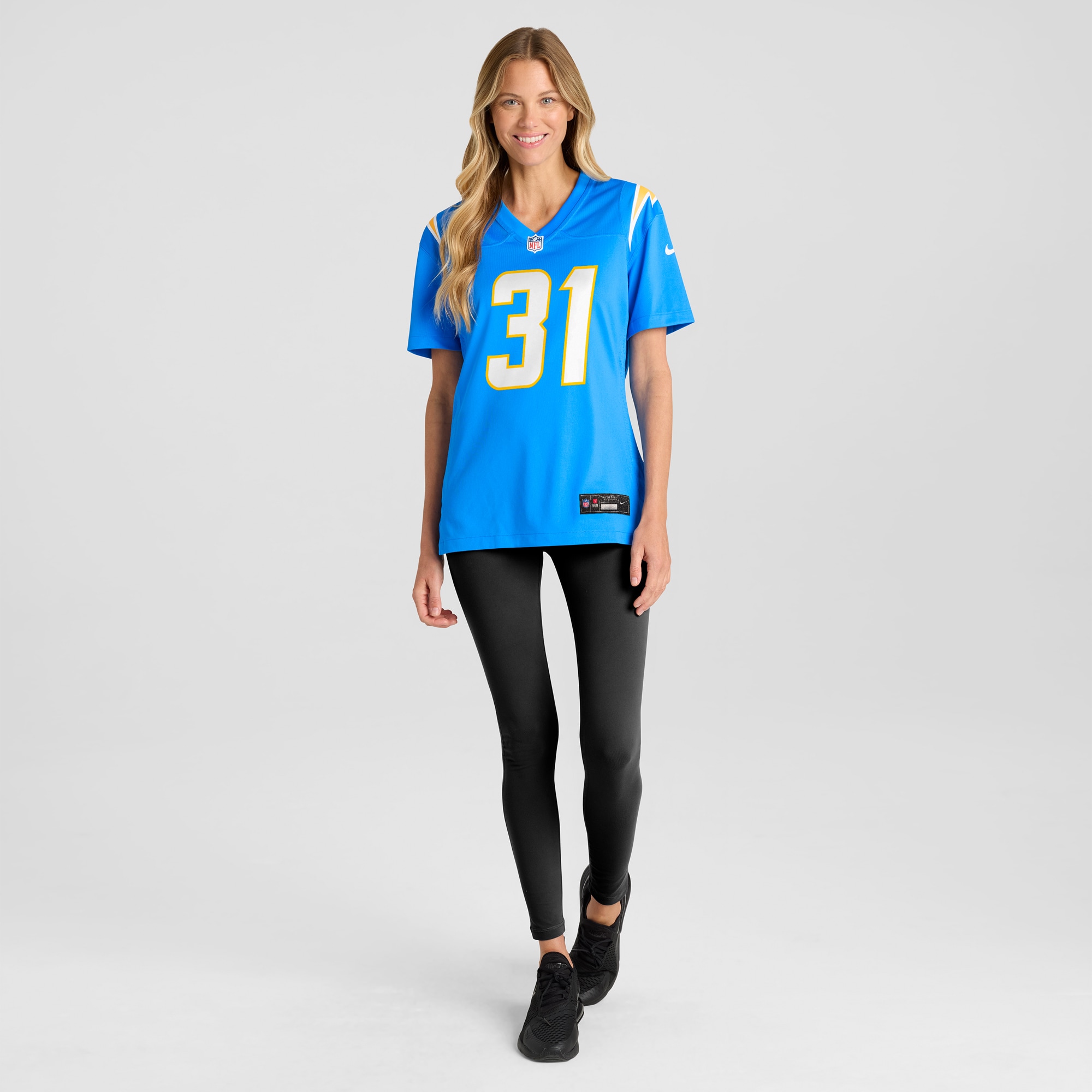 Women's Los Angeles Chargers Nick Niemann Powder Blue Game Player Jersey JS6922 nicesnker - Image 4
