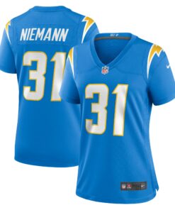 Women's Los Angeles Chargers Nick Niemann Powder Blue Game Player Jersey JS6922 nicesnker