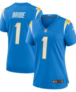 Women's Los Angeles Chargers Number 1 Bride Powder Blue Game Jersey JS4608 nicesnker