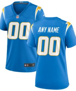 Women's Los Angeles Chargers Powder Blue Custom Game Jersey JS1971 nicesnker