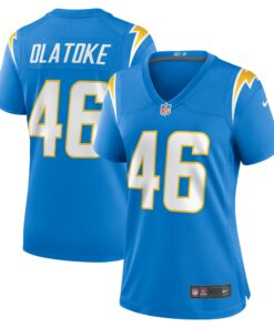 Women's Los Angeles Chargers Praise Olatoke Powder Blue Team Game Jersey JS4706 nicesnker