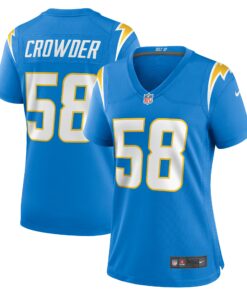 Women's Los Angeles Chargers Tae Crowder Powder Blue Team Game Jersey JS9885 nicesnker