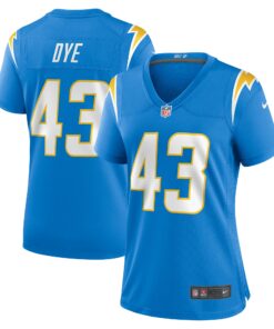 Women's Los Angeles Chargers Troy Dye Powder Blue Game Jersey JS9411 nicesnker