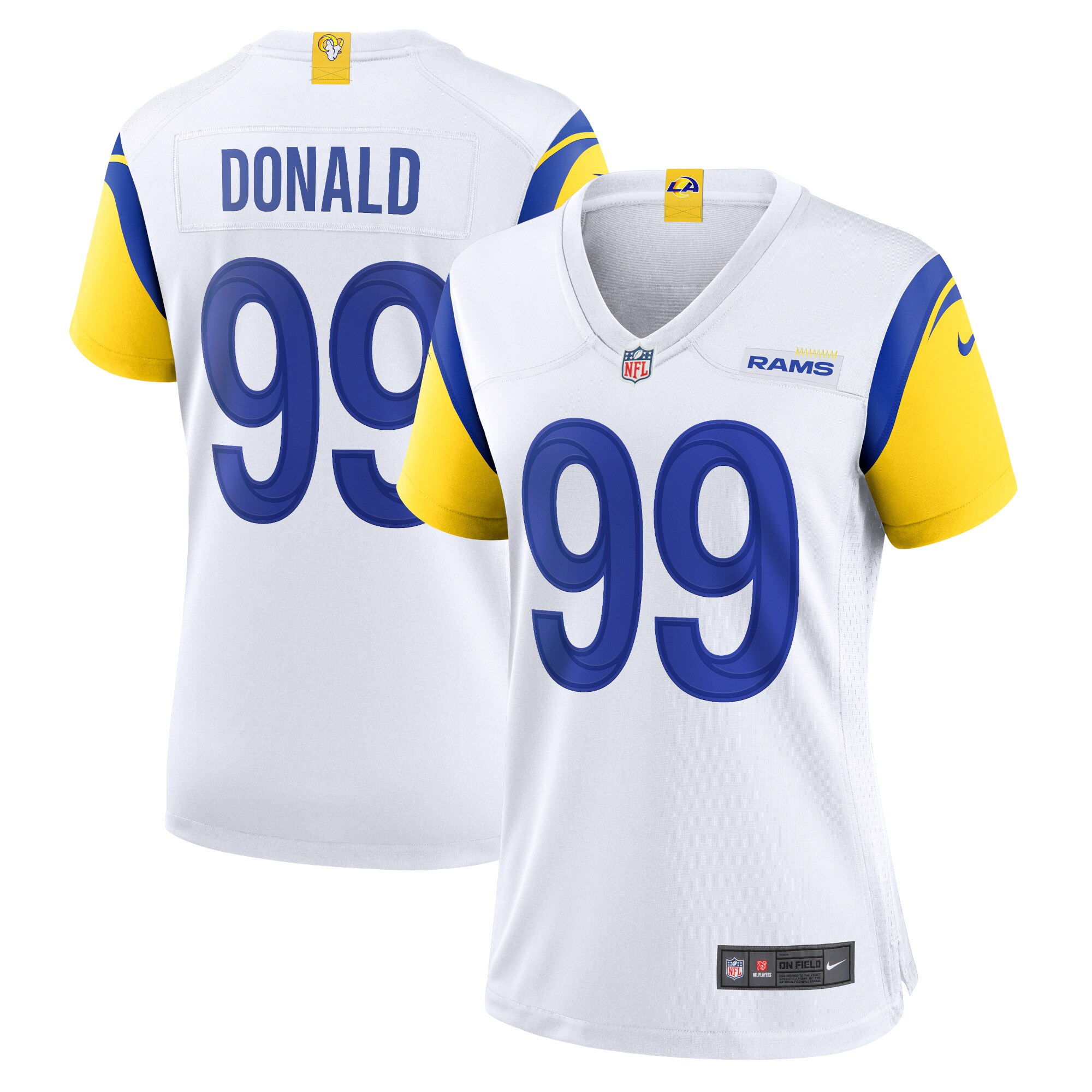Women's Los Angeles Rams Aaron Donald White Player Jersey JS9533 nicesnker