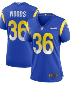 Women's Los Angeles Rams Charles Woods Royal Game Jersey JS2438 nicesnker