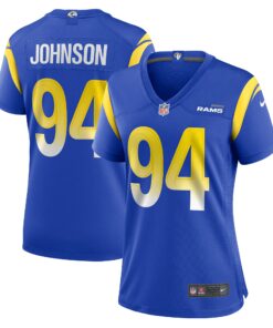 Women's Los Angeles Rams Desjuan Johnson Royal Home Game Jersey JS2100 nicesnker
