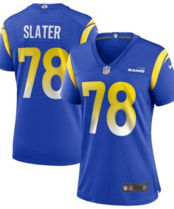 Women's Los Angeles Rams Jackie Slater Royal Game Retired Player Jersey JS3211 nicesnker