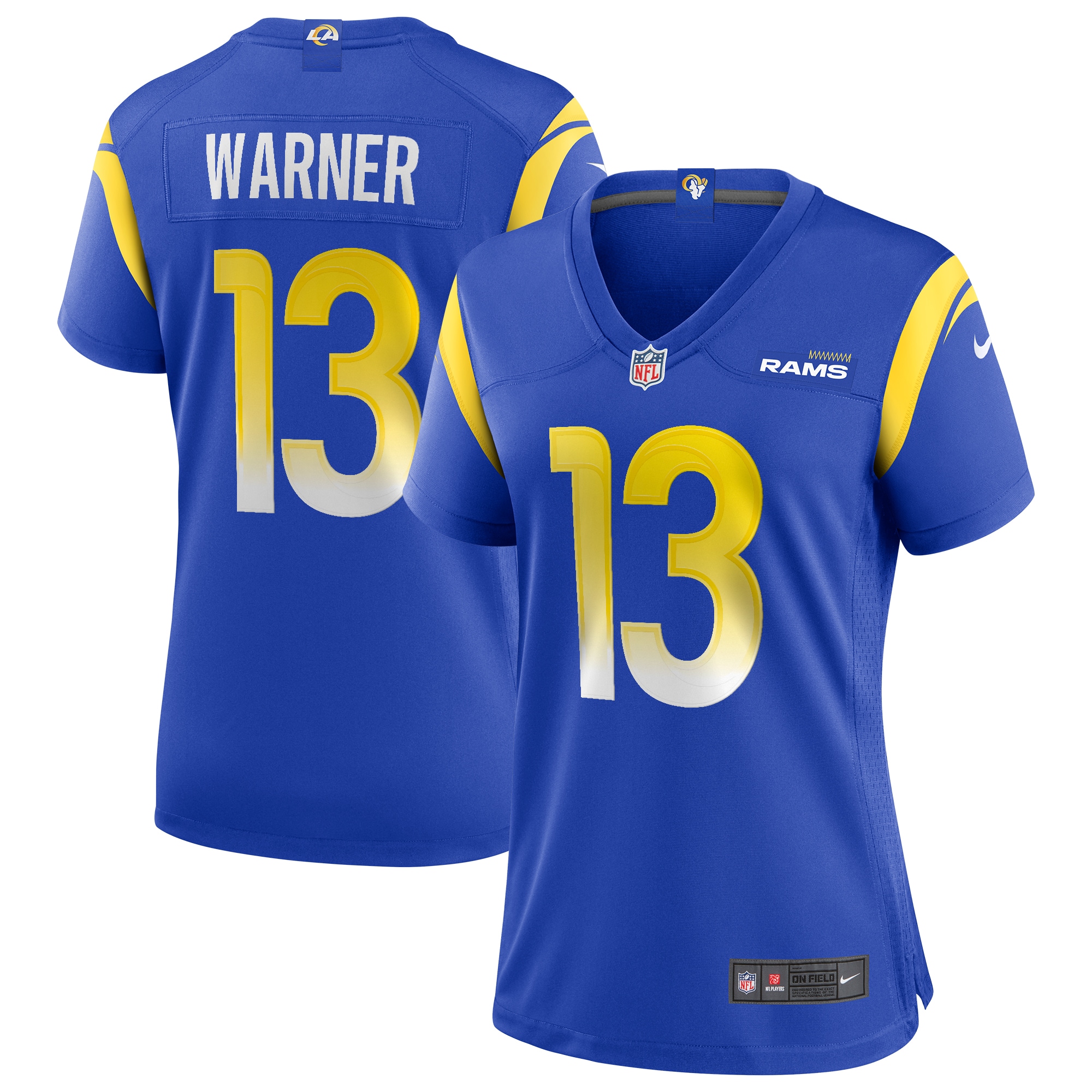 Women's Los Angeles Rams Kurt Warner Royal Game Retired Player Jersey JS9496 nicesnker