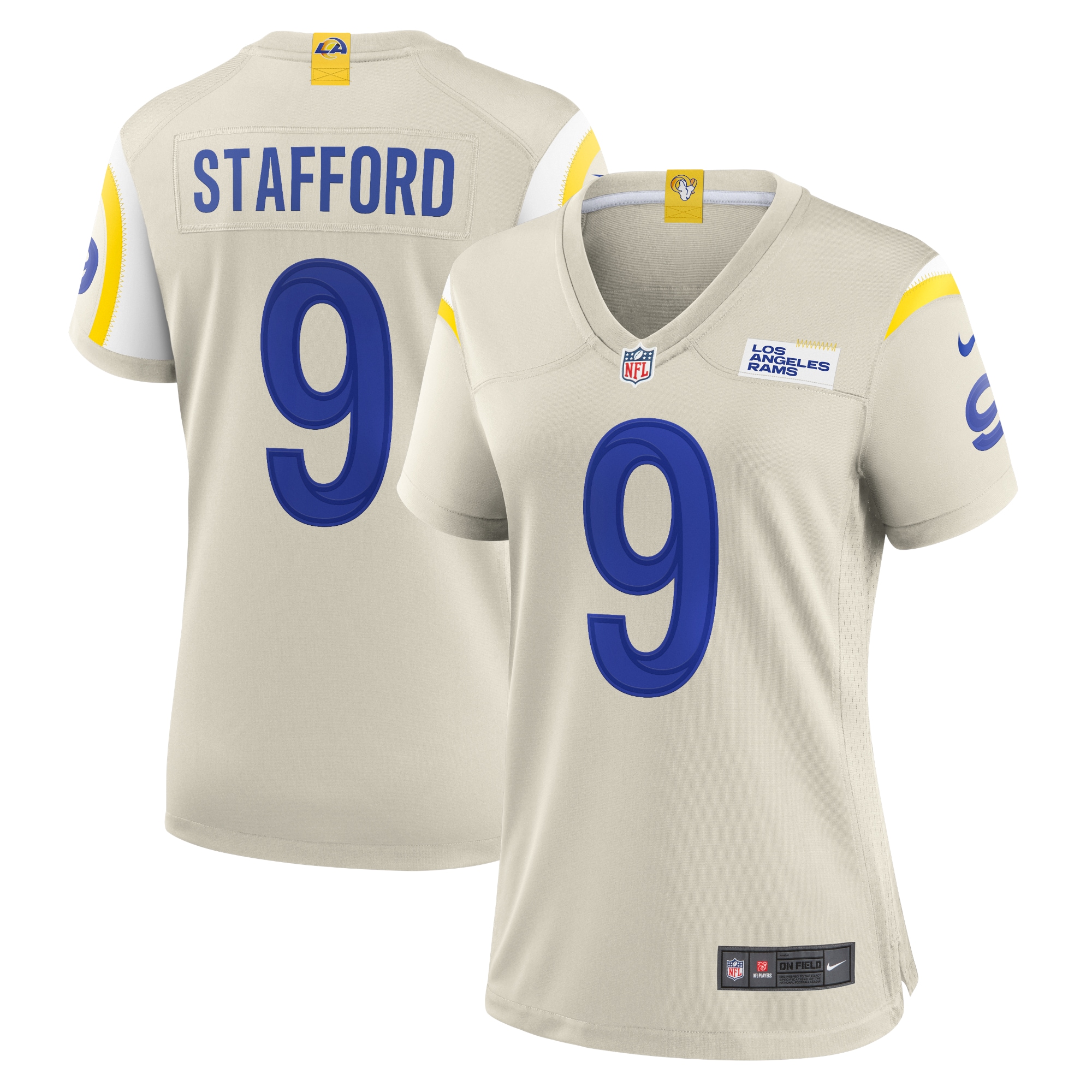 Women's Los Angeles Rams Matthew Stafford Bone Player Game Jersey JS2946 nicesnker