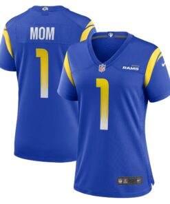 Women's Los Angeles Rams Number 1 Mom Royal Game Jersey JS5293 nicesnker