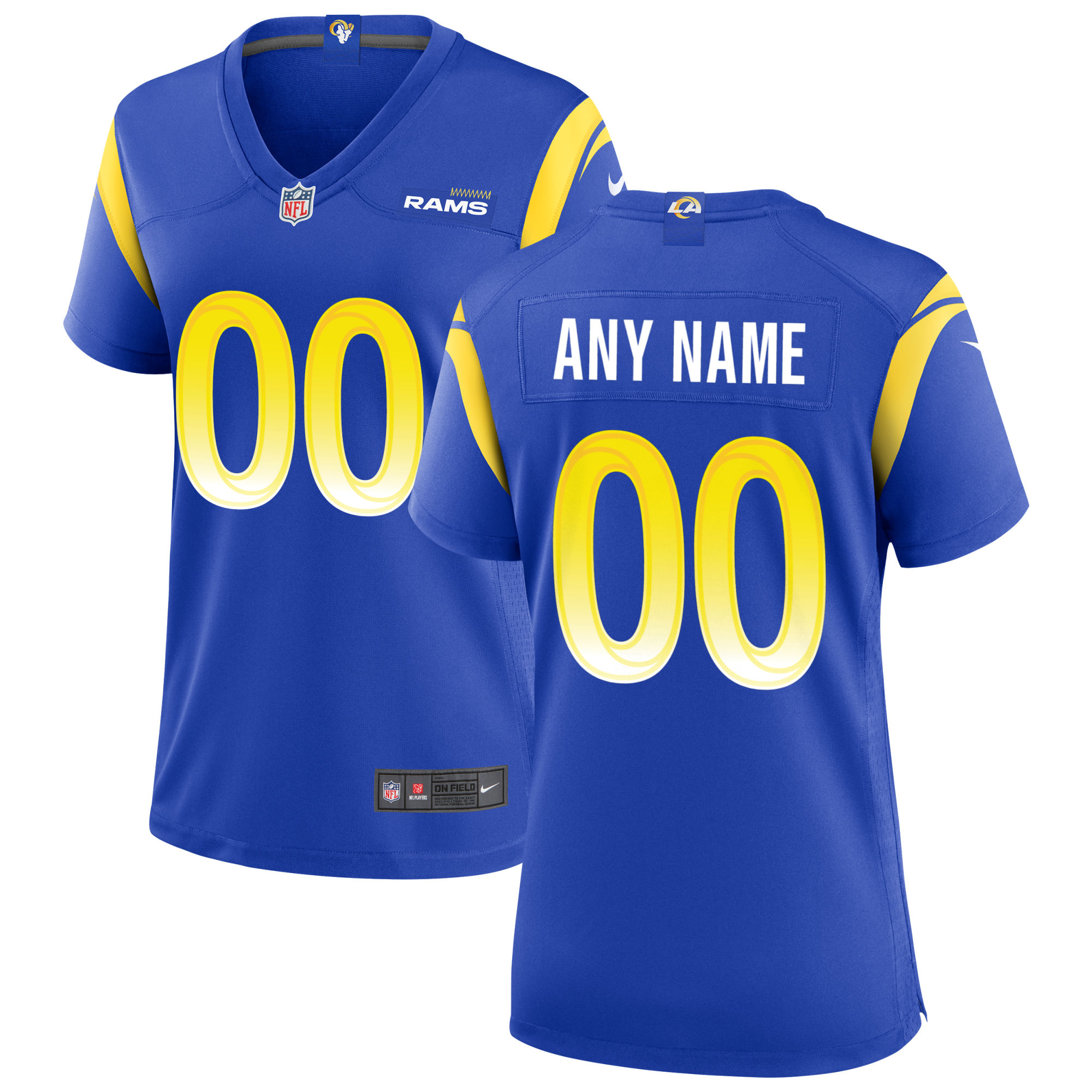 Women's Los Angeles Rams Royal Custom Game Jersey JS3195 nicesnker