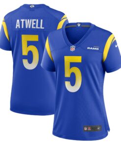 Women's Los Angeles Rams Tutu Atwell Royal Home Game Jersey JS9241 nicesnker
