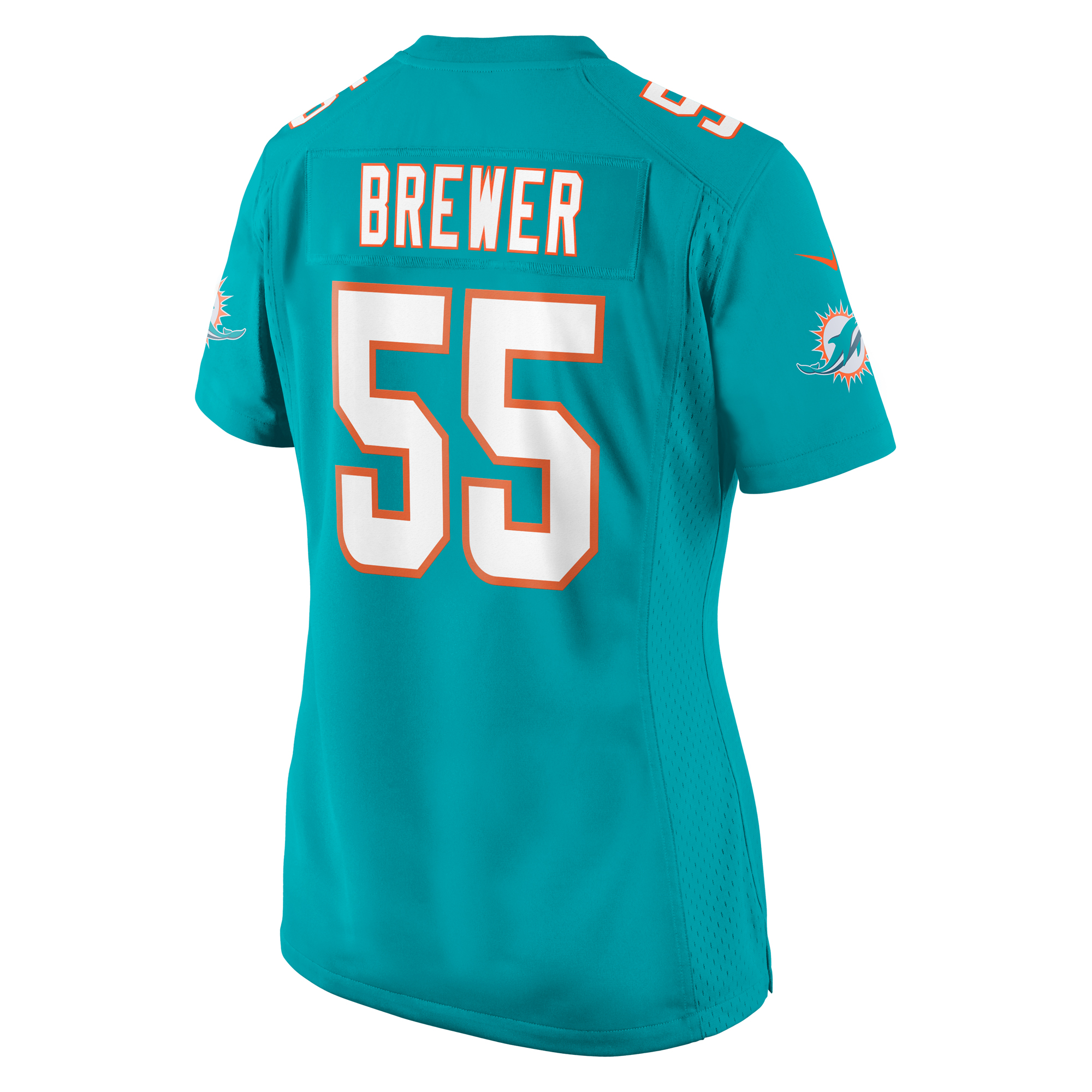 Women's Miami Dolphins Aaron Brewer Aqua Game Jersey JS5165 nicesnker - Image 3
