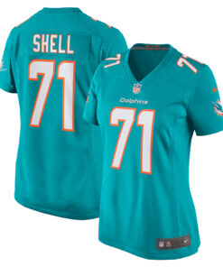 Women's Miami Dolphins Brandon Shell Aqua Home Game Player Jersey JS2195 nicesnker