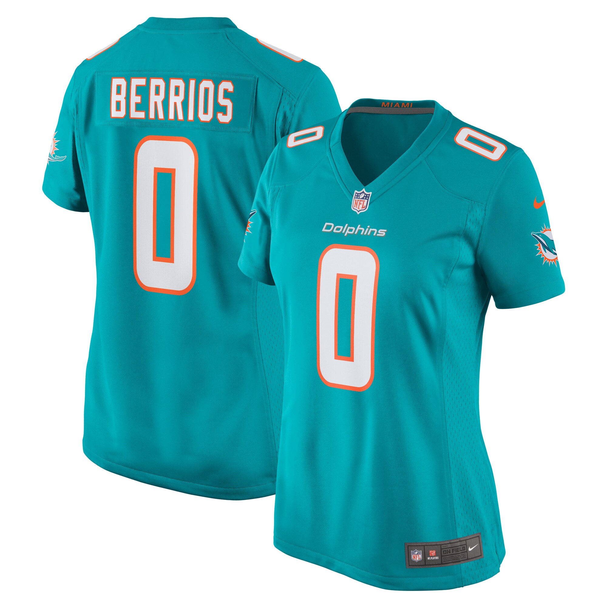 Women's Miami Dolphins Braxton Berrios Aqua Game Jersey JS6036 nicesnker