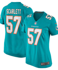 Women's Miami Dolphins Brennan Scarlett Aqua Game Jersey JS4701 nicesnker