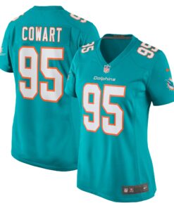 Women's Miami Dolphins Byron Cowart Aqua Game Jersey JS6741 nicesnker
