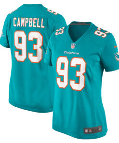 Women's Miami Dolphins Calais Campbell Aqua Game Jersey JS2847 nicesnker