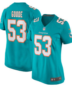 Women's Miami Dolphins Cameron Goode Aqua Game Player Jersey JS8716 nicesnker