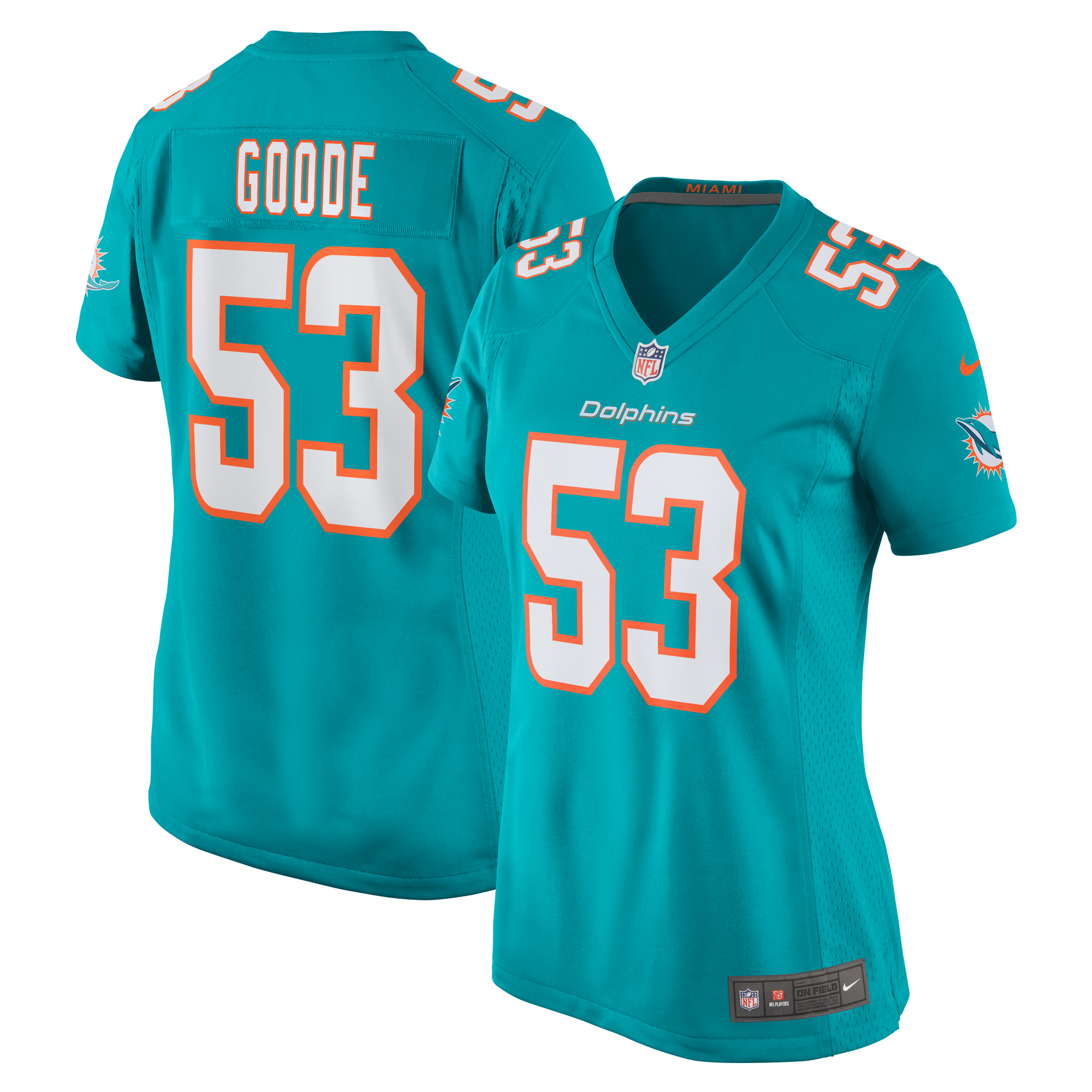 Women's Miami Dolphins Cameron Goode Aqua Game Player Jersey JS8716 nicesnker