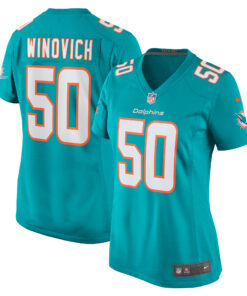 Women's Miami Dolphins Chase Winovich Aqua Team Game Jersey JS5066 nicesnker