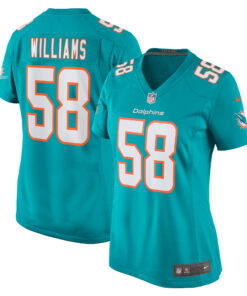 Women's Miami Dolphins Connor Williams Aqua Game Player Jersey JS4597 nicesnker