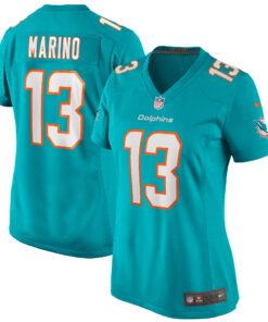 Women's Miami Dolphins Dan Marino Aqua Game Retired Player Jersey JS2412 nicesnker