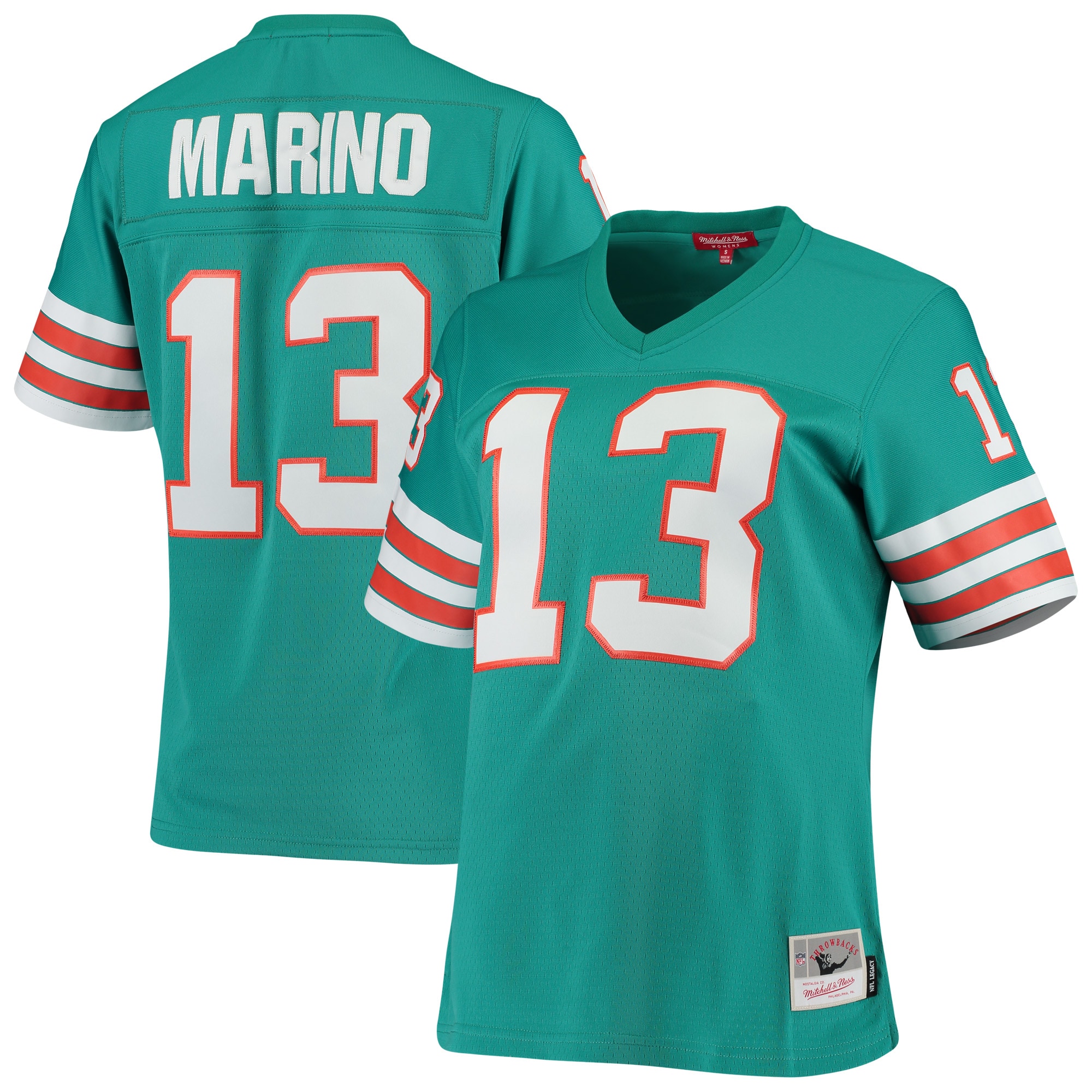 Women's Miami Dolphins Dan Marino Mitchell & Ness Aqua 1984 Legacy Jersey JS9525 nicesnker