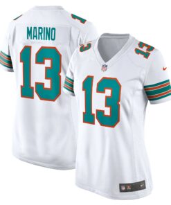 Women's Miami Dolphins Dan Marino White Retired Player Jersey JS6592 nicesnker