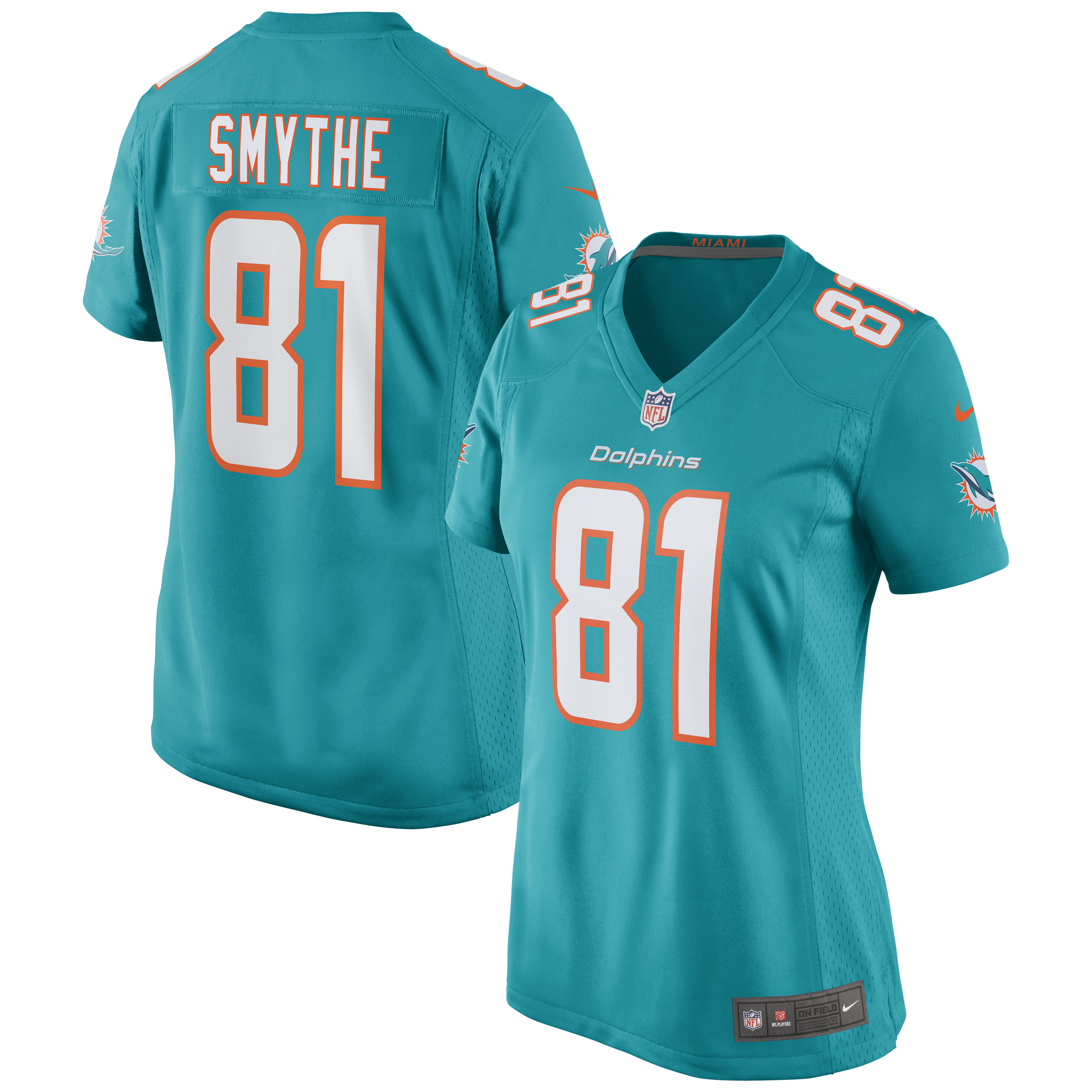 Women's Miami Dolphins Durham Smythe Aqua Game Jersey JS5320 nicesnker