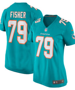 Women's Miami Dolphins Eric Fisher Aqua Home Game Player Jersey JS5833 nicesnker